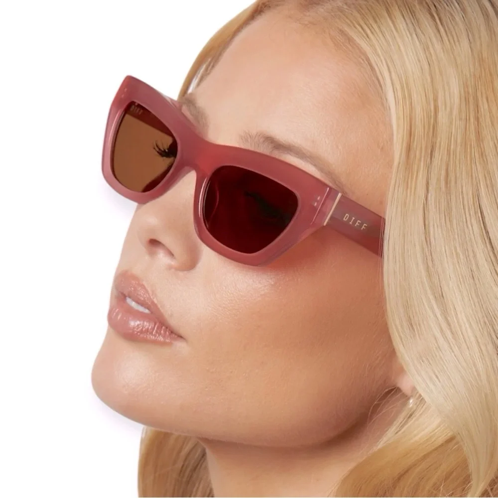 DIFF Katarina Sunglasses Guava Frame Brown Lens NWT